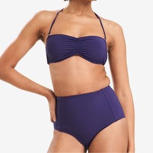 Moloco High Waist Bandeau Bikini Set in Small Navy